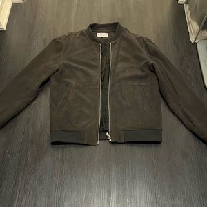 REISS Suede Bomber Jacket